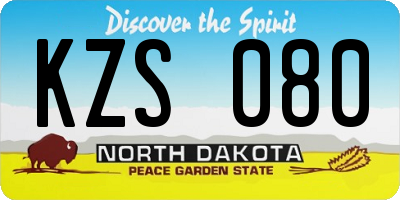 ND license plate KZS080