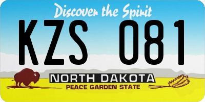 ND license plate KZS081