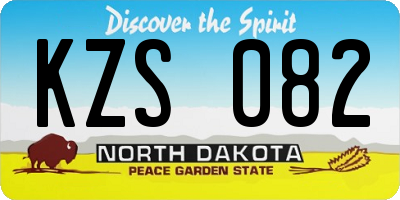 ND license plate KZS082