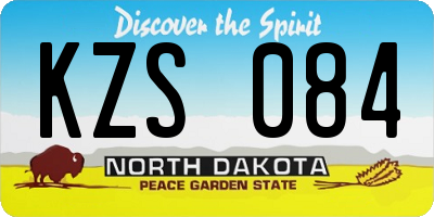 ND license plate KZS084