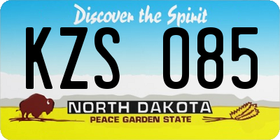 ND license plate KZS085