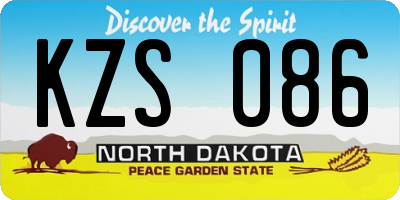 ND license plate KZS086