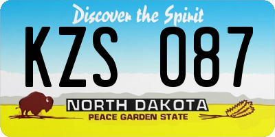 ND license plate KZS087