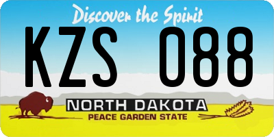 ND license plate KZS088