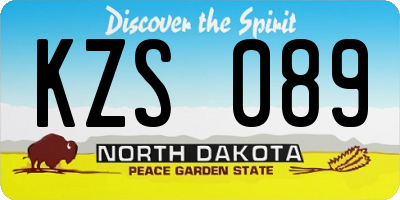 ND license plate KZS089