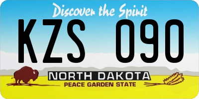 ND license plate KZS090