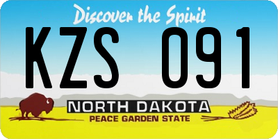 ND license plate KZS091