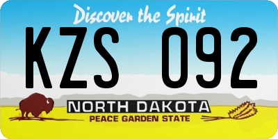 ND license plate KZS092
