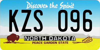 ND license plate KZS096