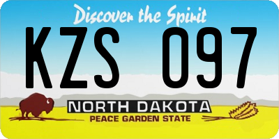 ND license plate KZS097