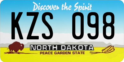 ND license plate KZS098