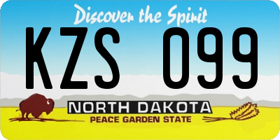 ND license plate KZS099