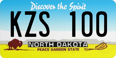 ND license plate KZS100