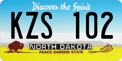 ND license plate KZS102