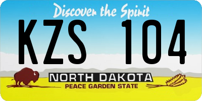 ND license plate KZS104