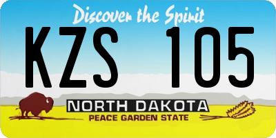 ND license plate KZS105