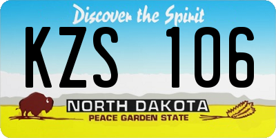 ND license plate KZS106