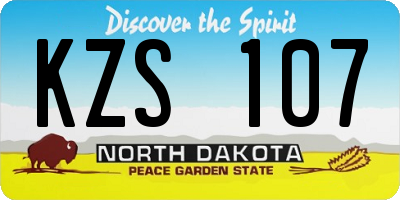ND license plate KZS107