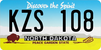 ND license plate KZS108