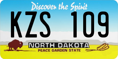 ND license plate KZS109