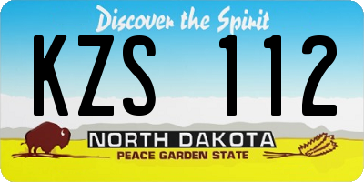 ND license plate KZS112