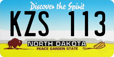 ND license plate KZS113