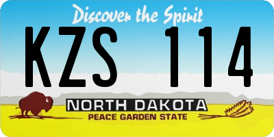 ND license plate KZS114