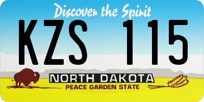ND license plate KZS115