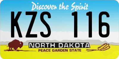 ND license plate KZS116