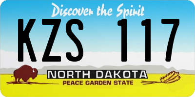 ND license plate KZS117