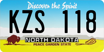 ND license plate KZS118