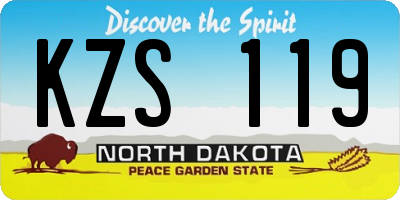 ND license plate KZS119