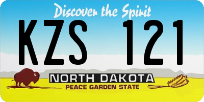 ND license plate KZS121