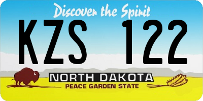 ND license plate KZS122