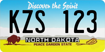 ND license plate KZS123