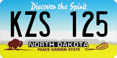 ND license plate KZS125