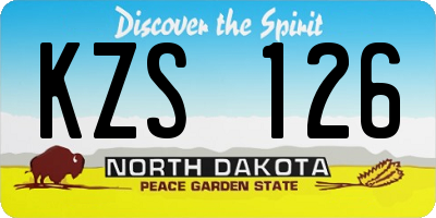 ND license plate KZS126