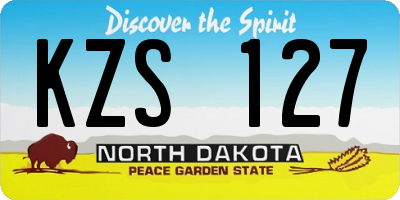 ND license plate KZS127