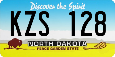 ND license plate KZS128
