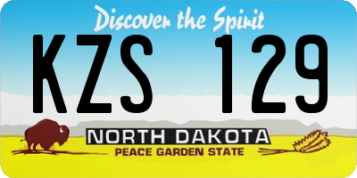 ND license plate KZS129