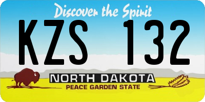 ND license plate KZS132
