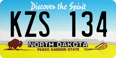 ND license plate KZS134