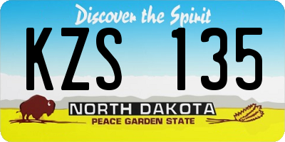 ND license plate KZS135