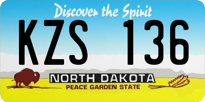 ND license plate KZS136