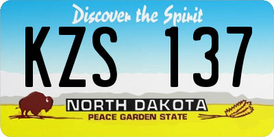 ND license plate KZS137