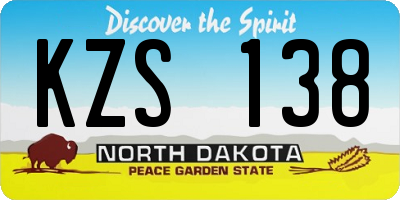ND license plate KZS138