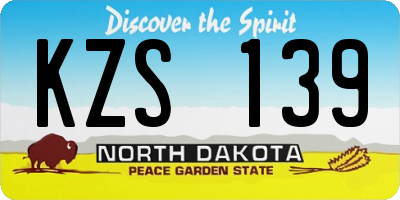 ND license plate KZS139