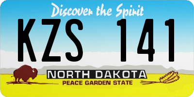 ND license plate KZS141