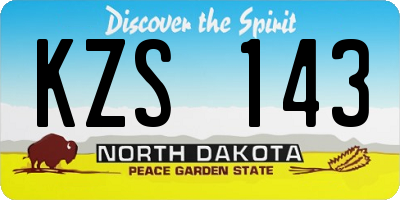 ND license plate KZS143