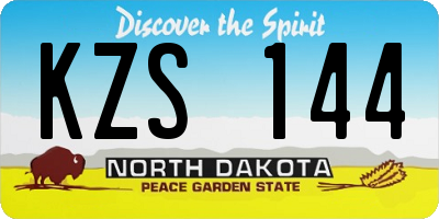 ND license plate KZS144